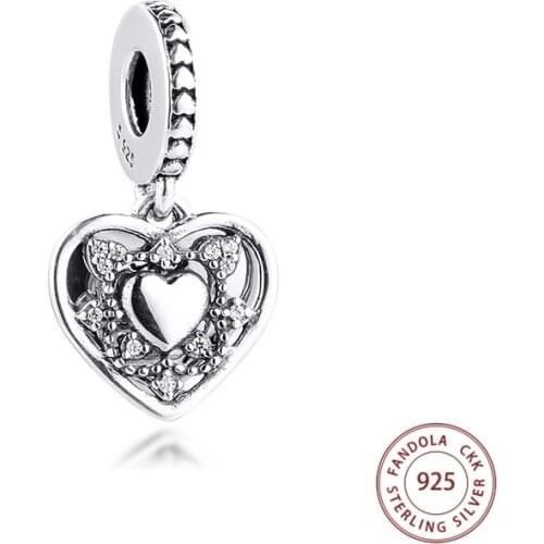 100% 925 Sterling Silver My Wife Always Heart Dangle Charms Fits Original Bracelet Women DIY Beads for Jewelry Making kralen