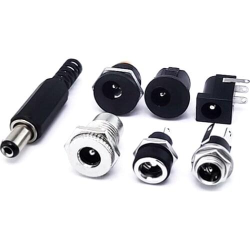 2/5/10Pairs DC022 005 025 022K 099 022B 5.5 x 2.1mm Male Plugs + DC Power Socket Female Jack Screw Nut Panel Mount Connector