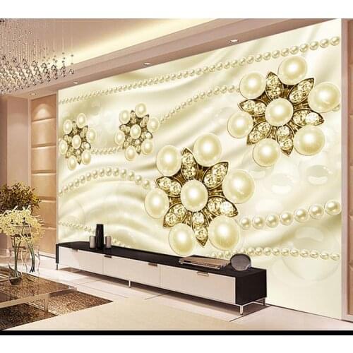 3d wallpaper custom 3d murals wallpaper wall paper Diamond pearl TV setting wall flowers setting wall bedroom wallpaper decor