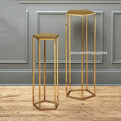 7pcs) Gold Table Standing Wedding Flower Vase Holder Metal Table Centerpiece Stands senyu2015