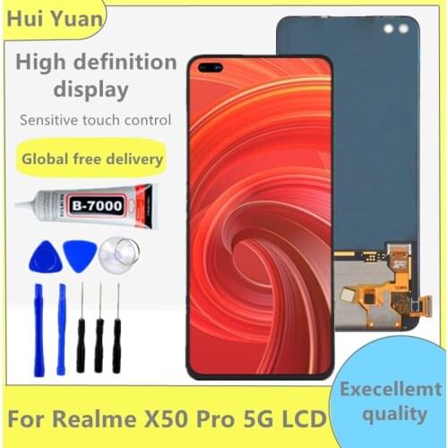 AMOLED Display Replace 6.44" For Realme X50 Pro 5G LCD Touch Digitizer Screen Assembly RMX2075 RMX2071 RMX2076