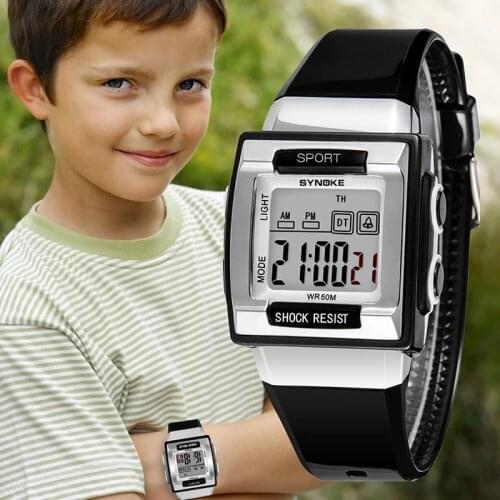 SYNOKE Child Digital Watches Outdoor Sports Fashion Multi Function Waterproof Large Dial Luminous Wrist Watches Alarm Clocks