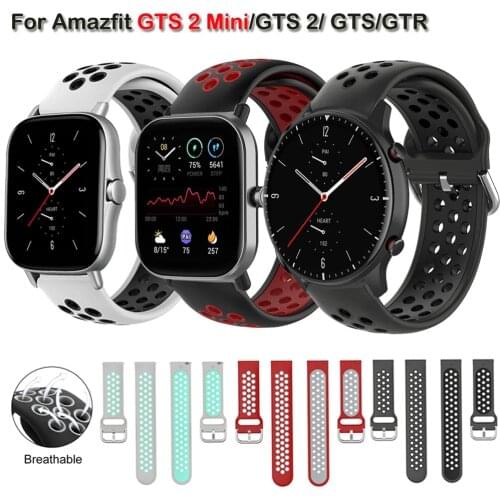 Breathable Strap For Amazfit GTS 2 Mini Strap Silicone Watch Strap For Amazfit GTR 42 47mm Bip U GTR 2 GTS 2 Bracelet Watchband