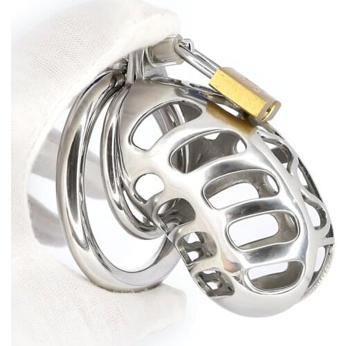 Stop Masturbation Metal Chastity Device Cock Cage Lock Penis Ring With Spiked Lockable Ring Delay Ejaculation BDSM Male Sex Toys