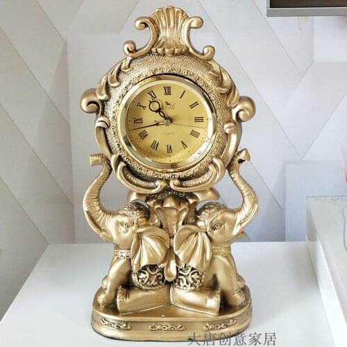 European living room, clock, base clock, retro double image desktop, desk clock, living room, creative craft, furnishing, home g