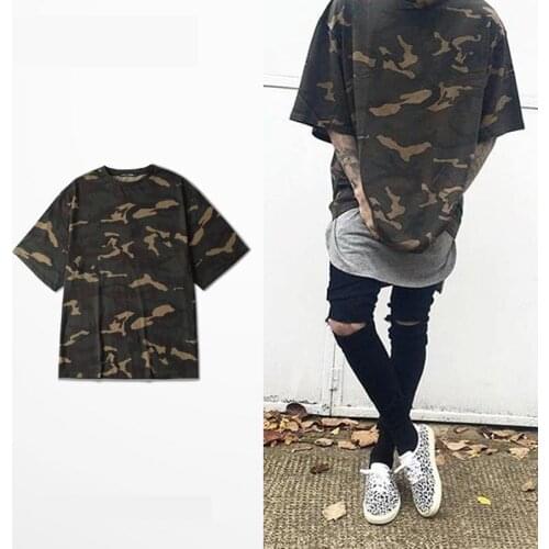 2017 Brand Mens T Shirt Camoflage Streetwear T Shirt Short Sleeve Loose Top Tees Motorcycle Tee Shirts Kanye West Clothing T206