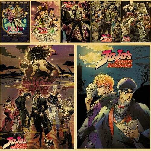 Anime JoJos Bizarre Adventure JOJO Poster Action Anime retro Poster Painting Wall Art for Living Room /Bar Decor