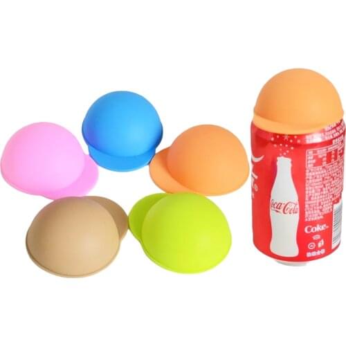 5pcs Reusable Cup Cover Dustproof Cup Protection Can Lids For Coke Pop Soda Beer Glass Bottle Lids Edible Silica Gel Hat Shape