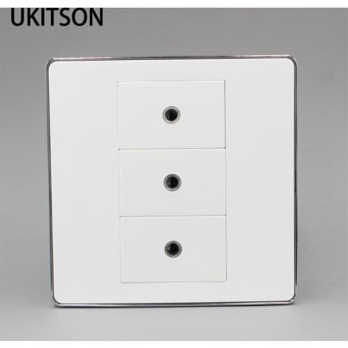 86x86mm 3 Ports Audio Jack Socket 3.5mm Music Plug Wall Panel Plate Cover