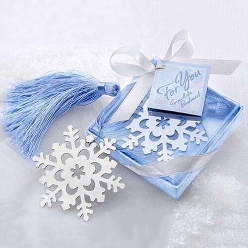 Book Marker Snowflake Bookmarks Winter Flower Pendant Gifts Tassel Favors Thanksgiving Christmas Birthday Gift With Gift Box