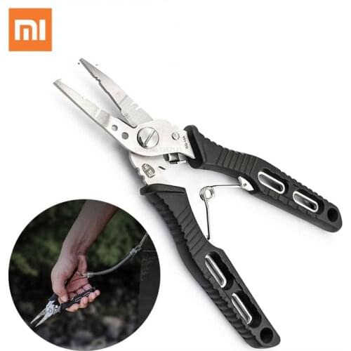 Xisomi Multifunctional Fishing Pliers Scissor Braid Line Lure Cutter Hook Remover Fishing Tongs Tools With Lanyards Spring Rope
