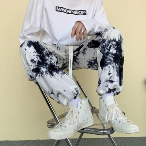 Fashion Printed Men Pants Sweatpants Joggers Streetwear Wide Leg Ankle Length Pants Homme