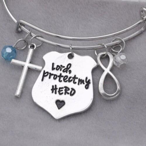 Fashion adjustable bracelet crystal Jewelry corss Lord, protect my hero Infiniti pendant Bangle B177