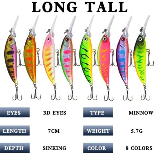 6g/7cm Minnow Sea Sinking Wobblers Fishing Lure Vobler Artificial Bait Hard Lures For Fishing Goods Tackle Jerkbait Trolling