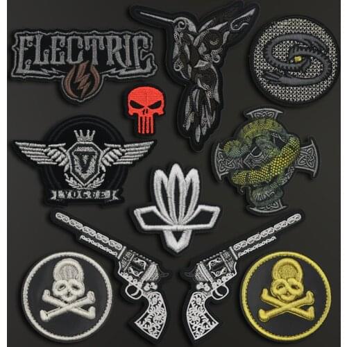 Back Badges Sew on Clothes Patch Embroidery Applique Skull Gun Iron Biker Patches for Clothing Punk Hippie Stickers Trend JOD