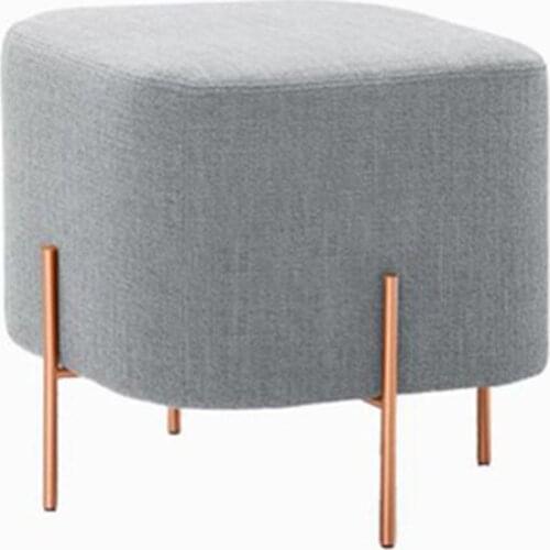 European Style Square Low Stool Linen With Gold Iron Leg For Living Room Sofa Side Ottoman Stool Footstool Home Furniture