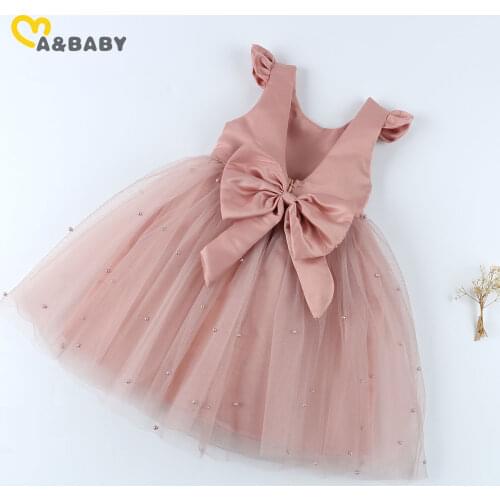Ma&Baby 1-7Y Summer Princess Toddler Kid Child Girls Tutu Dress Party Wedding Birthday Dresses For Girl Pearl Bow Costumes