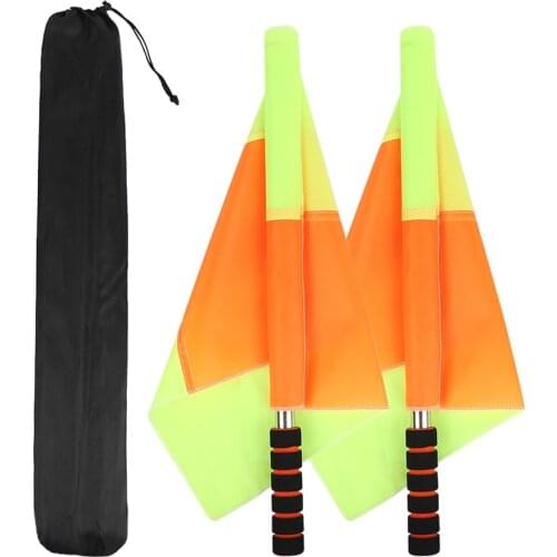 2pcs Accessories Hockey Fair Play Football Training Equipment With Storage Bag Referee Flag Sports Match Soccer Linesman