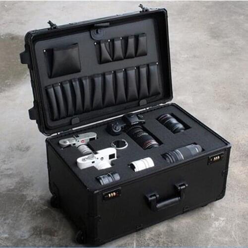SLR Camera Trolley Case Photography Equipment Airpods Case Shockproof Moistureproof Camera Storage Box With Sponge Lattice 37L