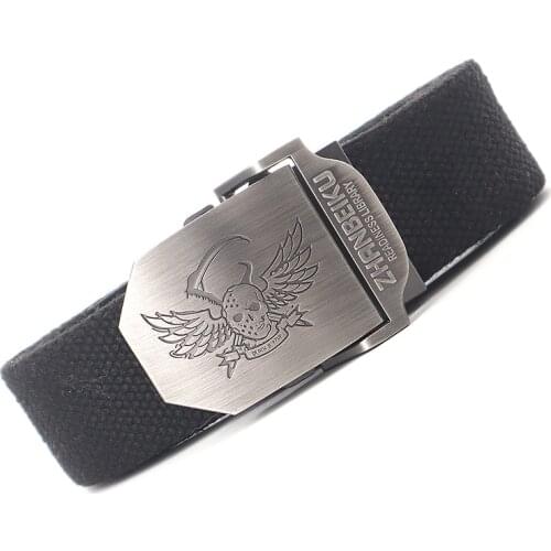High Quality Military Outdoor Belts Men&Women Angel Skeleton Sickle Automatic Canvas Belt Youth Luxury Patriot Jeans Wild Belt