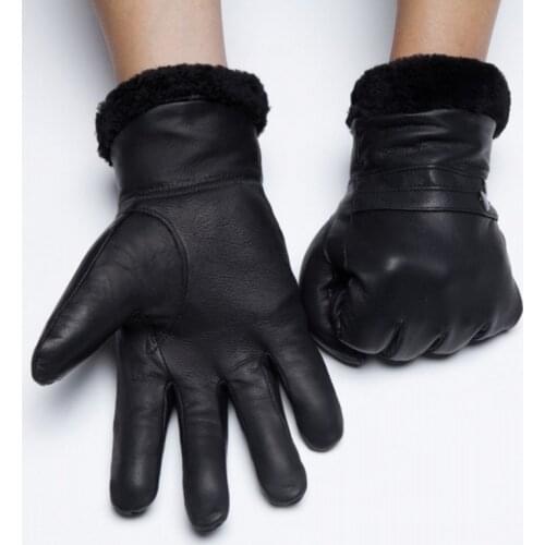 Luxury Genuine Cowskin Leather Gloves Man Woman Real Sheep Fur Warm Driving Gloves Winter Boyfriend Mittens Made Of Italy Gloves