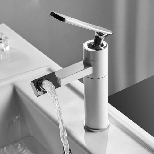 Basin Faucets White Brass Retro Bathroom Sink Faucet Single Handle Swivel Spout Kitchen Deck Vessel Mixer Tap Torneira lavatorio