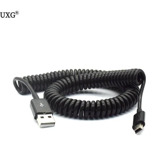 USB 2.0 to Mini USB Cables Mini USB Coiled Spiral Spring Data Charging Adapter Cable 50cm/0.5m 200cm/2m