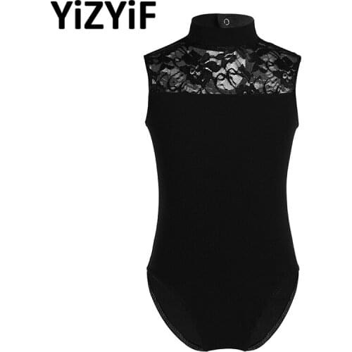 Kids gymnastics clothes Girls dance dress Ballet Leotards Sleeveless Turtle Neck Lace Back Ballet Dance Gymnastics Leotard Girls