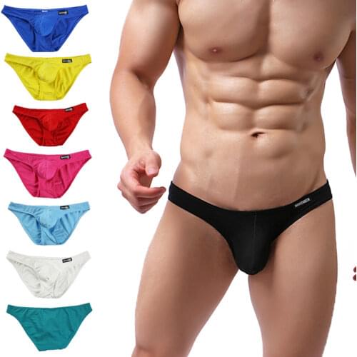 Fashion Mens Low Waist Briefs Bikini Sexy Bulge Pouch Underwears Cotton Men Comfortable Briefs Breathable Shorts Underpants