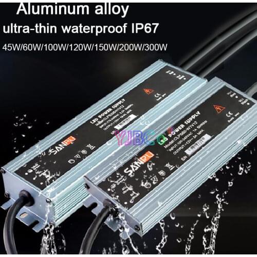 Ultra-thin LED Power supply Waterproof IP67 45W/60W/100W/120W/150W/200W/300W AC110V-220V to DC12V/DC24V Lighting Driver