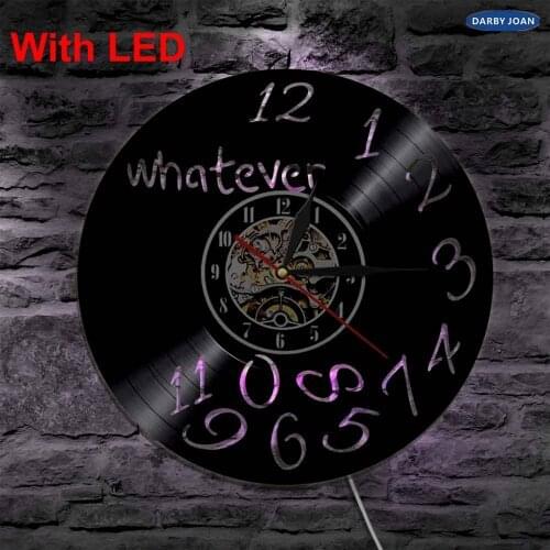 Whatever I'm Late Anyways Led Vinyl Clock Wall Light Vintage Backlight Modern LP Handmade Gift Decor Lamp Remote Control