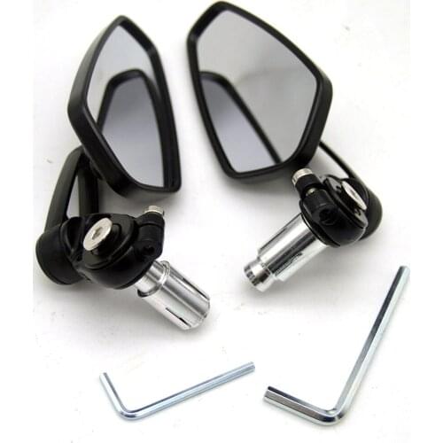 1 Pair 7/8" 22mm Universal Motorcycle Aluminum Rear View Black Handle Bar End Side Rearview Mirrors
