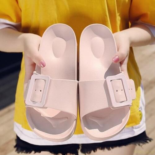 2021 Beach Slippers Women Flat slides Solid Color Casual Shoes Outside Sandals Non-Slip Comfortable Sole Simple Flip flop