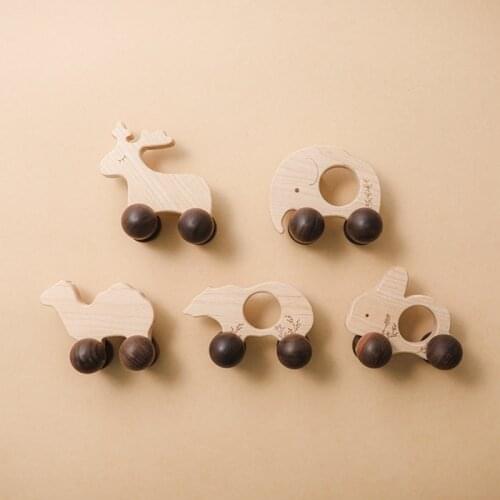 1Pc Baby Wooden Montessori Educational Toys Maple Wood Cartoon Animals Car Building Blocks Games Newborn Teething Birthday Gifts