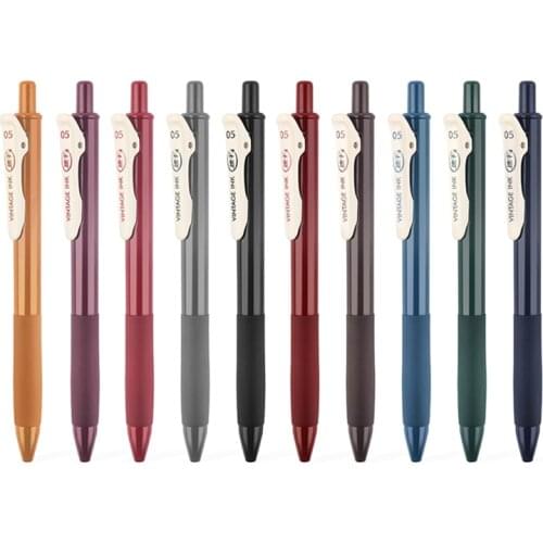 10 color retro color gel pen set 0.5mm color signature pen for office students quick-drying large capacity full needle tube