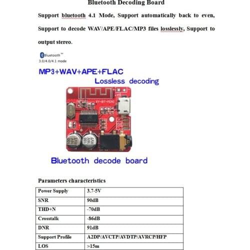 10PCS Bluetooth Audio Receiver board Bluetooth 4.1 mp3 lossless decoder board Wireless Stereo Music Module