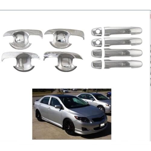 12pcs New ABS Chrome Car Side Door Handle Cover Cup Bowl Trim Sticker For Tenth-generation for Toyota Corolla 2008-2013 E140
