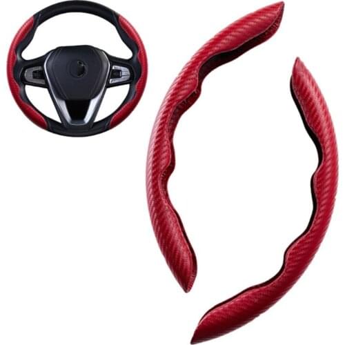2 Pcs Steering Wheel Cover Carbon Fiber Interior Accessories No Installation Tools Needed Red Black Blue Protectors