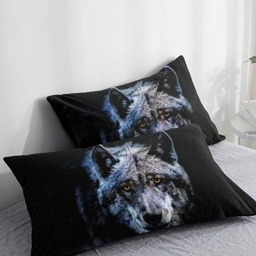 3D HD Custom Pillow Case,2PCS Pillowcase 50x70/50x75/50x80/70x70,Decorative Pillow Cover Animal wolf,Black Bedding Drop ship