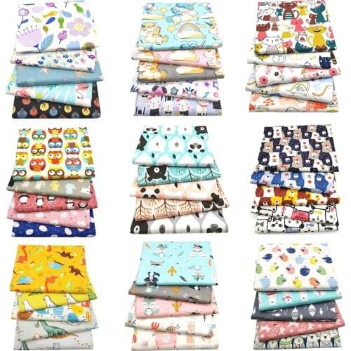 5pcs/set Square Cartoon Cotton Woven Fabric Patchwork Bundle Fabric Sewing Fabric Tissue Fabrics Home Textiles