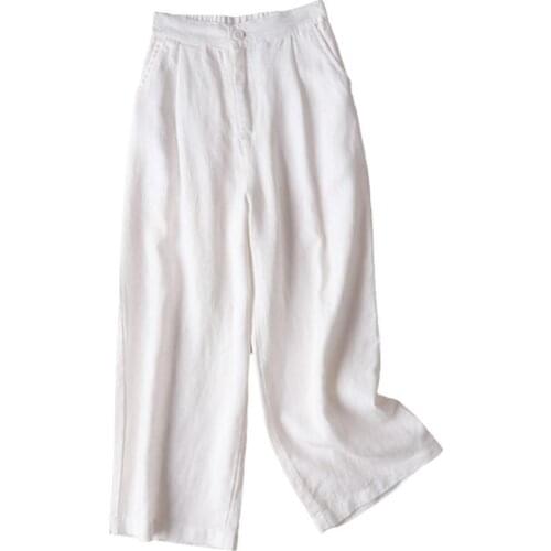 50%HOTFashion Women Solid Color Plus Size Casual Loose Wide Leg Long Trousers Pants