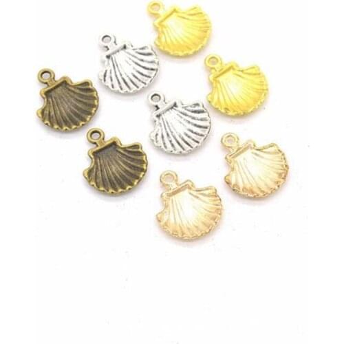 50pcs 18x15mm Shell Charms pendants Silver Color Small Metal Charms DIY necklace bracelet Jewelry Findings