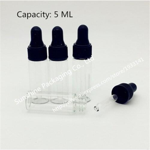 500pcs 5ml Empty Transparent Glass Essential Oils Dropper Bottles In Refillable Mini Clear Serum Vials With Piette