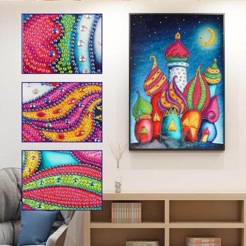 5D DIY Special Shaped Diamond Painting Cartoons Castle Cross Stitch Mosaic Kit Kingdom Rhinestones Diamond Embroidery Home Decor