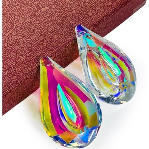 75 MM Fire Polishe AB Color Water Drop Crystal Pendant Crystal Glass Loose Bead Curtain Accessory DIY Bracelet Jewelry Accessory