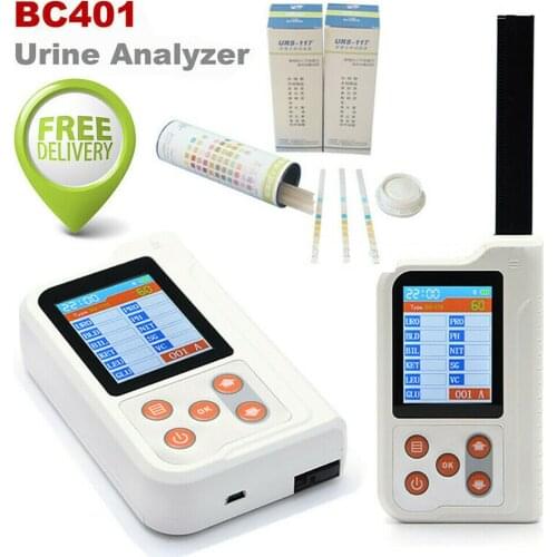 BC401 Portable 14 Parameter Urine Analyzer Urinalysis Meter USB Digital Urine Analyzer Tester with 100PCS 11Parameter Test Strip