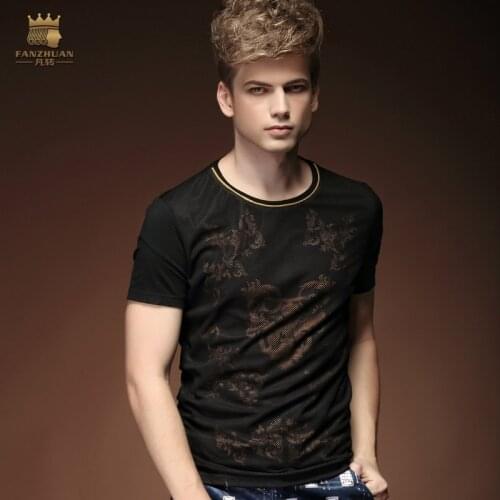 Free Shipping Korean Summer mens fashion casual short sleeved summer spring thin black shirt T-shirt 15574 pattern On Sale