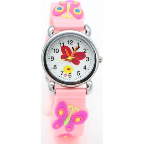 New Arrival 3D Cartoon Butterfly Design Analog Children Kids Watch Girls Boys Students Fashion Quartz Jewelry Relogio