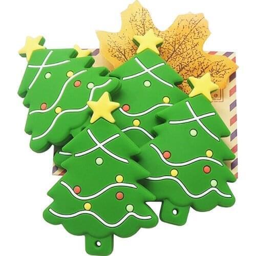 Chenkai 10PCS Silicone Christmas Tree Teether Baby Cute Teether For DIY Baby Nursing Chewing Teether Chain Pendant Necklace Toy