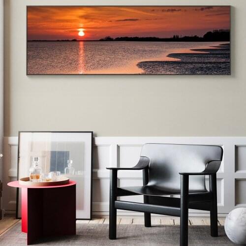Sunset Sea Skyline Canvas Paintings On The Wall Art Posters And Prints Burning Cloud Art Pictures For Bed Room Wall Decoration